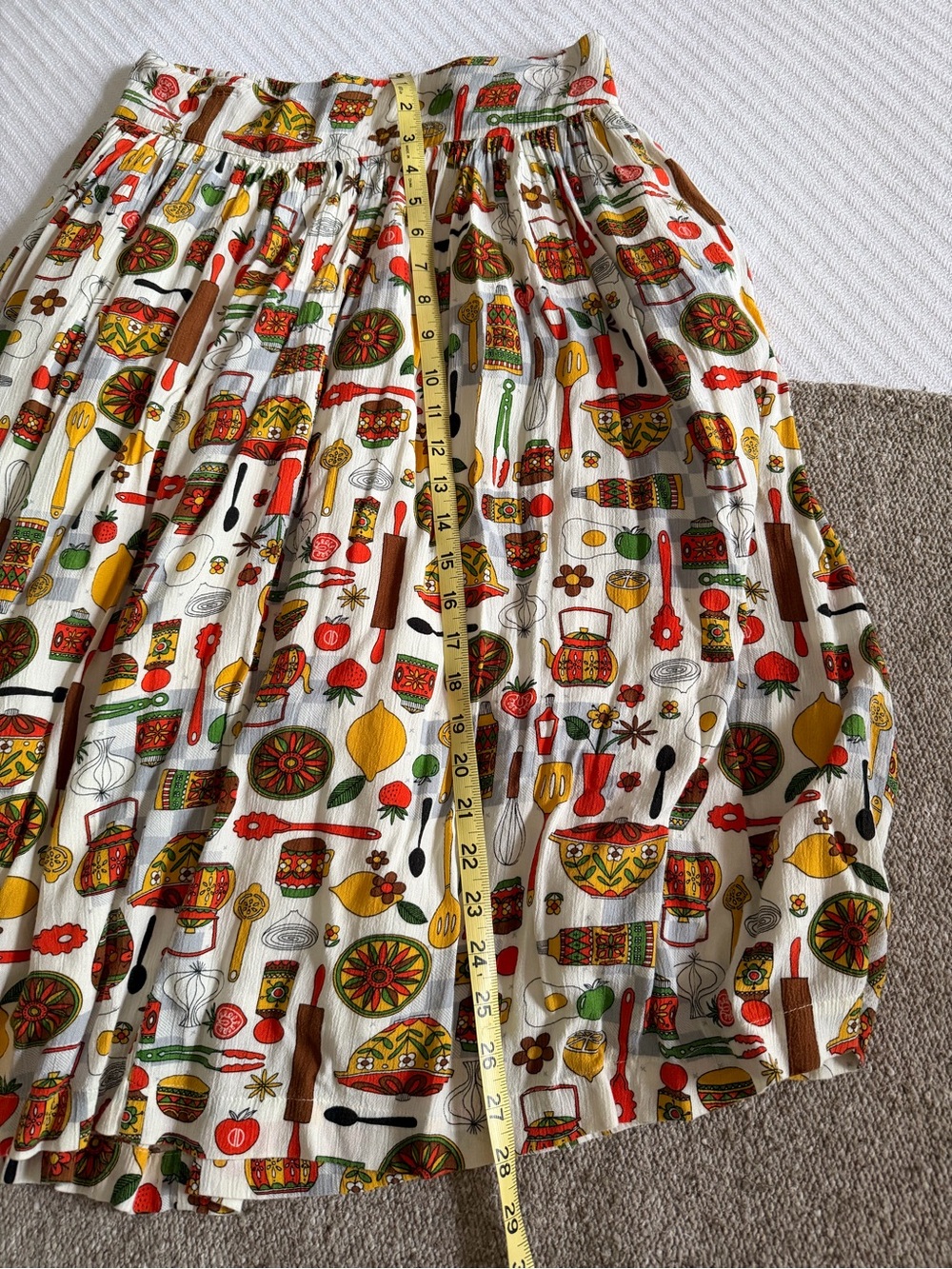 Joanie Women’s Retro Print Pleated Skirt - Colorful Kitchen Motif - Picture 6 of 6